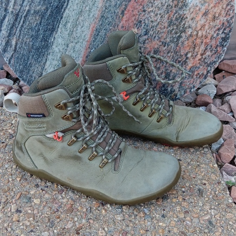 Vivobarefoot Tracker II botanical green leather hiking shoes women's boots